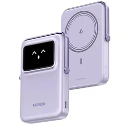 Бездротовий магнітний павербанк Ugreen PB572 10000 mAh 20 W зі складною підставкою та TFT дисплеєм фіолетовий - мініатюра 2