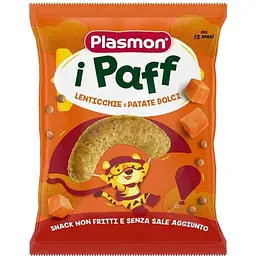 Снеки Plasmon Baby Puffs з сочевицею та солодкою картоплею, 15 г