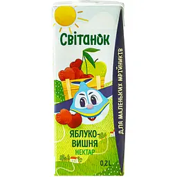 Нектар Світанок Яблуко та вишня, освітлений 0.2 л (922453)
