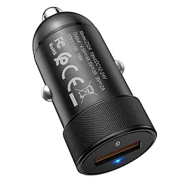 Автомобільний зарядний пристрій Hoco Z32A QC3.0 4A + microUSB Cable (Black) [59112] - мініатюра 3