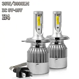 Світлодіодна автомобільна лампа H4 LED Headlight, ближнє і дальнє світло, з вентилятором охолодження, комплект 2 шт - мініатюра 9