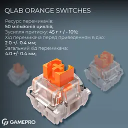 Бездротова механічна ігрова клавіатура GamePro MK-160-B Pro Black-White QLAB Orange Switches Hot-Swap - мініатюра 4