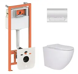 Набір Qtap Nest 4 в 1 підвісний унітаз Robin Ultra Quiet 520x365x365 + комплект інсталяції QT13332381AW47504 - мініатюра 1