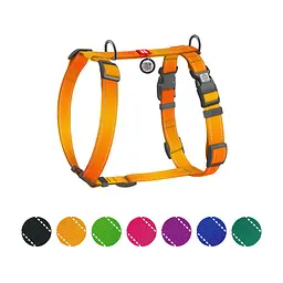 Шлея для собак WAUDOG Nylon Mono анатомічна H-подібна з QR паспортом, пластиковий фастекс, М помаранчева (54574)