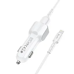 Автомобільний зарядний пристрій Avantis A910 Grand style (2USB/2.4A) + USB кабель Lightning- білий - мініатюра 3
