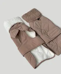 Попона зимова для собак "Waffle" бежева з тауп хутром XS (довжина спинки 29-33см) - мініатюра 7