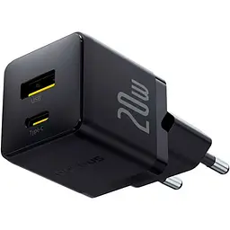 Мережевий зарядний пристрій Baseus Palm Fast Charger Type-C+USB 20W P10111608113-00 Black - мініатюра 3