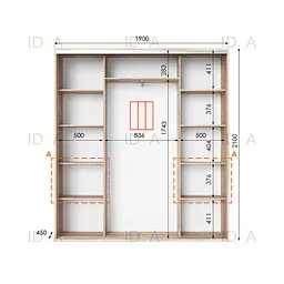 Шафа-купе Idea серія 7 190 x 45 x 210 см Дуб сонома - мініатюра 2