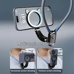 Металевий магнітний тримач для телефону на шию без рук Smatrphone Magnetic Neck Holder механізм регулювання кута огляду - мініатюра 3