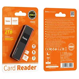 Кардрідер Hoco HB20 Mindful 2-in-1card reader ( USB 2.0 ) Black - мініатюра 4