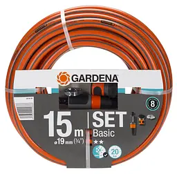 Шланг з комплектом для поливу Gardena Basic 19 мм (3/4"), 15 м Set (18134-29)