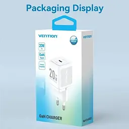 Зарядний пристрій 1xUSB-C 20W GaN + USB-C cable М-М White Vention (TZ-FEPW0-EU-01) - мініатюра 8