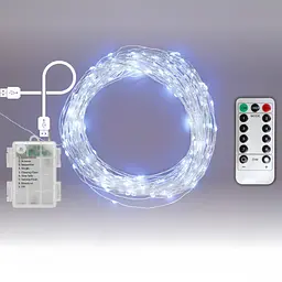 Гірлянда на батарейках роса 2в1 Niki Light 10 метрів 100 лед пульт 8 режимів гірлянда від батерейок та USB Біла
