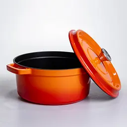 Кокотниця чавунна емальована 4,5 л, помаранчевий Yongkang HP-FLG-4 ORANGE - мініатюра 3