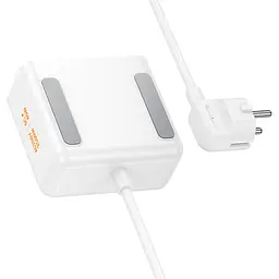 Мережевий фільтр HOCO AC28A на 2 розетки + 1 USB + 3 USB-C, 45W, 220В, кабель 2м, White, Box - мініатюра 5
