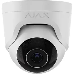IP-камера Ajax дротова TurretCam, 8мп, 4мм, Poe, True WDR, IP 65, ІЧ 35м, аудіо, кут огляду 75° до 85°, купольна, біла