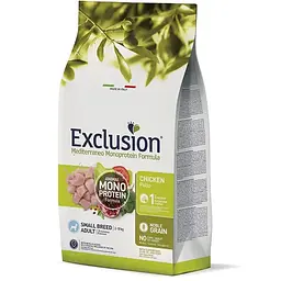 Сухий корм для дорослих собак дрібних порід Exclusion Noble Grain Adult Chicken Small Breed, з м’ясом курки, 7 кг