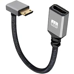 Кабель кутовий HDMI mini (тато) - HDMI (мама) кут 90 градусів. Довжина 20 см