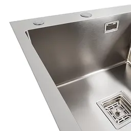 Кухонна мийка Platinum Handmade 78x50В з нержавіючої сталі 3.0 мм квадратний сифон 78x50x22 см cіра - мініатюра 4