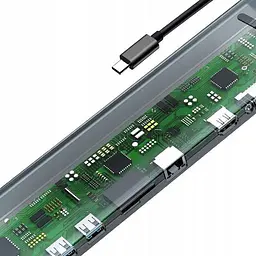 Мультипортовий адаптер USB Хаб Baseus Enjoyment Series Type-C Notebook PD/HDXiaomi*2/VGA/RJ45/SD/TF/USB*3/Adapter CATSX-G0G Dark Grey - мініатюра 8