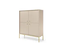 Комод високий Perfect Home Моно / Mono 4-дверний з золотими ніжками MK104 Беж пісочний (PFH-091203) - мініатюра 4