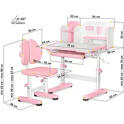 Комплект меблів Mealux Panda Pink: стіл + стілець + полиця (BD-28 PN)  - мініатюра 2