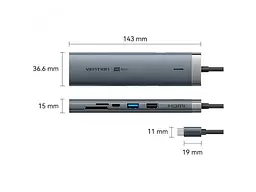 Мультипортовий адаптер Vention Hub 9-in-1 100W (TGVHB) - мініатюра 7