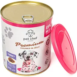 Вологий корм для дорослих собак Pet Chef Шматочки в желе з індичкою 800 г - мініатюра 2