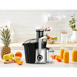 Соковитискач Tefal Nutri XXL відцентрований 1000 Вт чаша 0.8 л жмих 2.2 л жолоб на ціле яблуко пластик/метал чорно-сірий (ZE660D10) - мініатюра 14