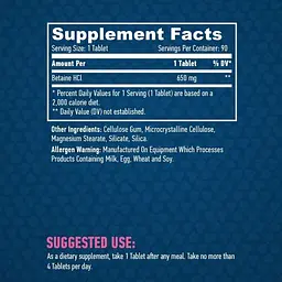 Бетаїн Гідрохлорид Haya Labs Betaine HCL 650 мг 90 таблеток - мініатюра 3
