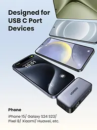 УМБ Ugreen 5000mAh 22,5W USB-C In/Out, with build-in Type-C connector (PB503) сірий - мініатюра 5