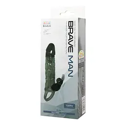 Насадка на член - Brave Man Vibrating Penis Sleeve 5,91" Black - мініатюра 9