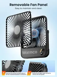 Настільний акумуляторний вентилятор Warmco D3, акумулятор ємністю 10000 мАг до 24 годин роботи, безщітковий двигун - мініатюра 6