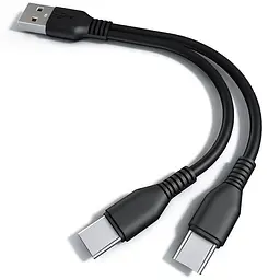 Подвійний зарядний кабель USB Type-C з 2-ма роз'ємами для підключення 2х пристроїв (100960) - мініатюра 1