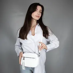 Сумка жіноча шкіряна кросободі на 3 відділення Virginia Conti 03901 біла - мініатюра 2