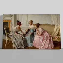 Інтер'єрна картина Плітки, Чарльз Гейг-Вуд, Charles Haigh-Wood, Gossip, інтер'єрний декор, 60×97 см (id6602)