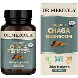 Натуральна добавка Dr. Mercola Organic Chaga Mushroom, 30 таблеток