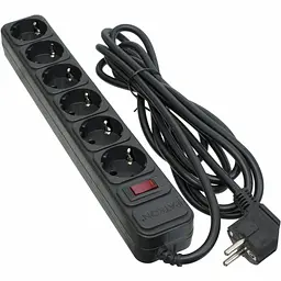 Мережевий фільтр 3.0 m3*1.5mm2 (SP-1663) 6 розеток BLACK (EXT-PN-SP-1663)