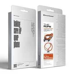 Універсальний ремінець-шнурок для смартфона, Rope, black tangerine, нейлоновий, міцний, регульований по довжині, з тримачем для чохлів з вирізом для зарядки, кросбоді, підходить для носіння на шиї та через плече, ArmorStandart (ARM76094) - мініатюра 6
