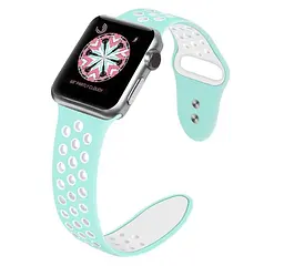 Спортивний ремінець з перфорацією Primo для Apple Watch 38 мм, 40 мм, 41 мм Teal White - мініатюра 2