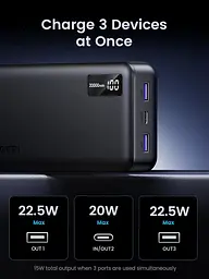 УМБ Ugreen 20000mAh 22,5W PD 2хUSB-A +2xUSB-C Black (PB312) - мініатюра 5