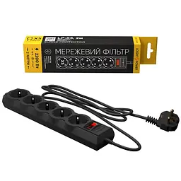 Мережевий фільтр LogicPower LP-X5 Premium на 5 розеток чорний 2 м (LP9583) - мініатюра 2