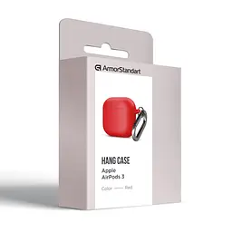 Силіконовий чохол для навушників Apple AirPods 3, Hang Case, червоний, ультратонкий захисний кейс товщиною 2 мм, захист від подряпин, пилу та ударів, компактний, з карабіном для кріплення, ArmorStandart (ARM60322) - мініатюра 8