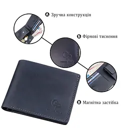 Компактне портмоне унісекс на магніті Grande Pelle 11209 синій - мініатюра 4