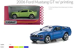 Металева інерційна легкова модель Ford Mustang GT 2006 5" з принтом, відкриваються двері (В асортименті) - мініатюра 3