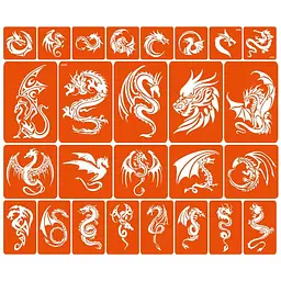 Набір трафаретів для біо-тату Дракони - великий мікс dragons-big-mix