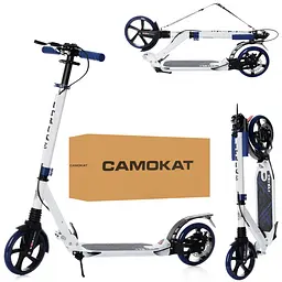 Самокат iTrike міський дорослий 35х14х89-103 см Біло-синій 000222947 - мініатюра 2