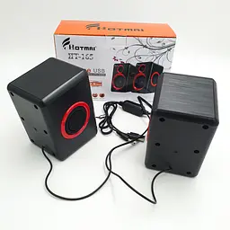 Акустична система 2.0 для ПК колонки портативні живлення від USB акустика 6Вт Hotmai FT-165 червоний - мініатюра 5