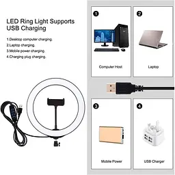 Кольцевая USB LED лампа Puluz PKT3035 10" + штатив 1.1 м - мініатюра 2