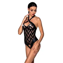 Сітчастий боді з халтером та ритмічним малюнком Passion Hima Body XXL/XXXL, black - мініатюра 1